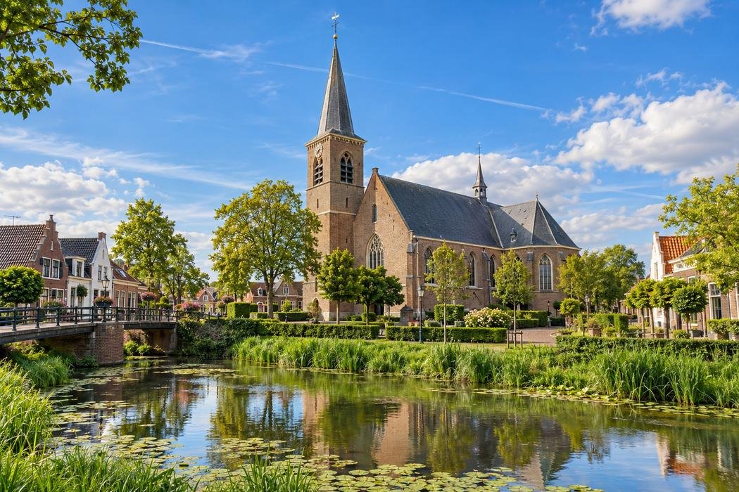 Illustratie van de oude dorpskern van Barendrecht