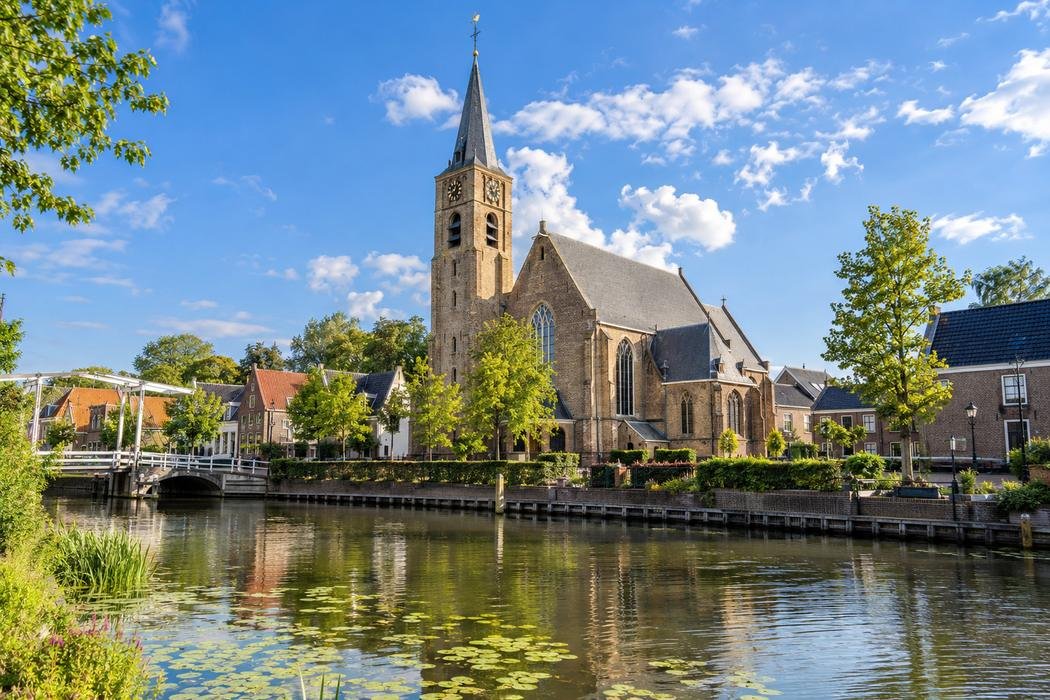 Illustratie van het oude centrum van Nieuwerkerk aan den IJssel